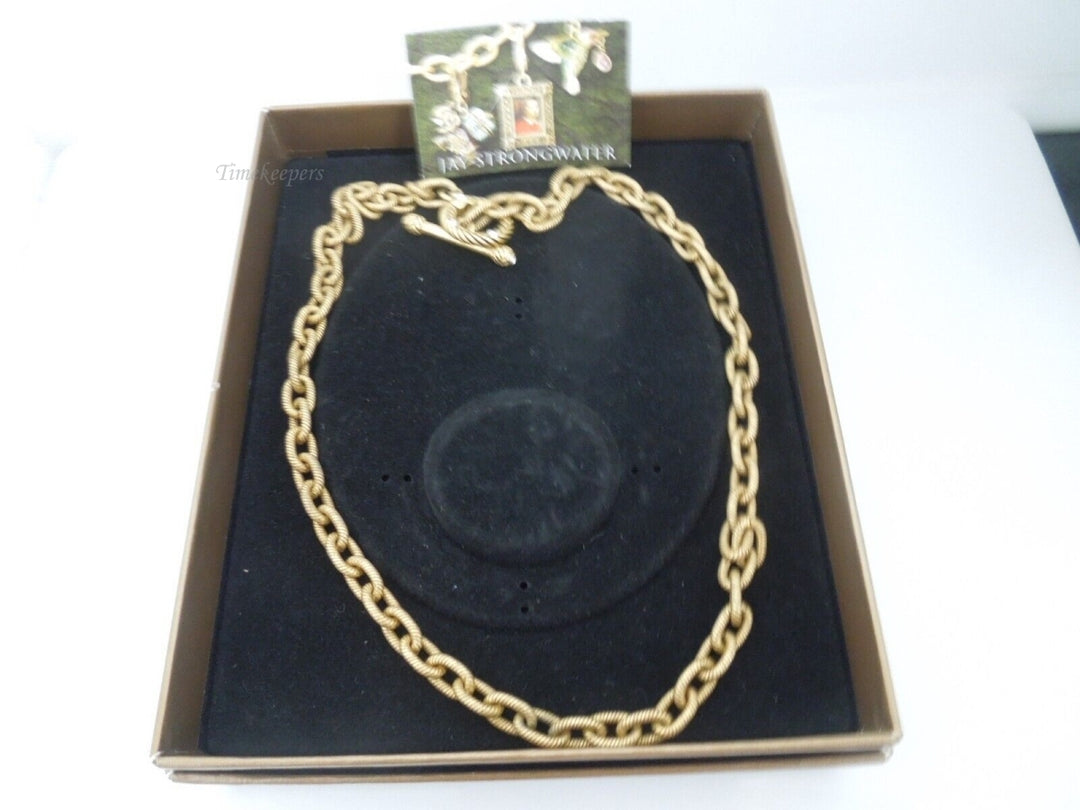 r429 Jay Strongwater Link Necklace For Charms With Rhinestone Clasp 18" In Original Box