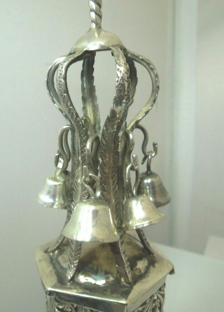 q595 Vintage Sterling Silver 1800s Spice Box Shabbat-Jewish Religious With the Bells