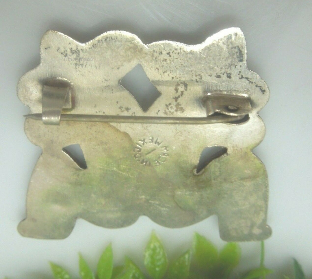 q520 Vintage Mexico Sterling Silver Two Little Boys Brooch