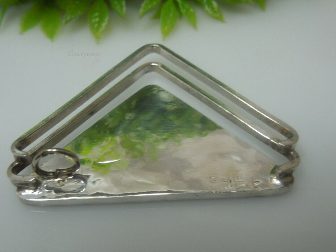 q521 Abalone Shell Sterling Silver Triangle Pendant