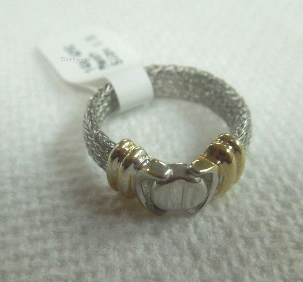 q665 14kt White Yellow Gold Mesh Ring Size 6.5(USA)