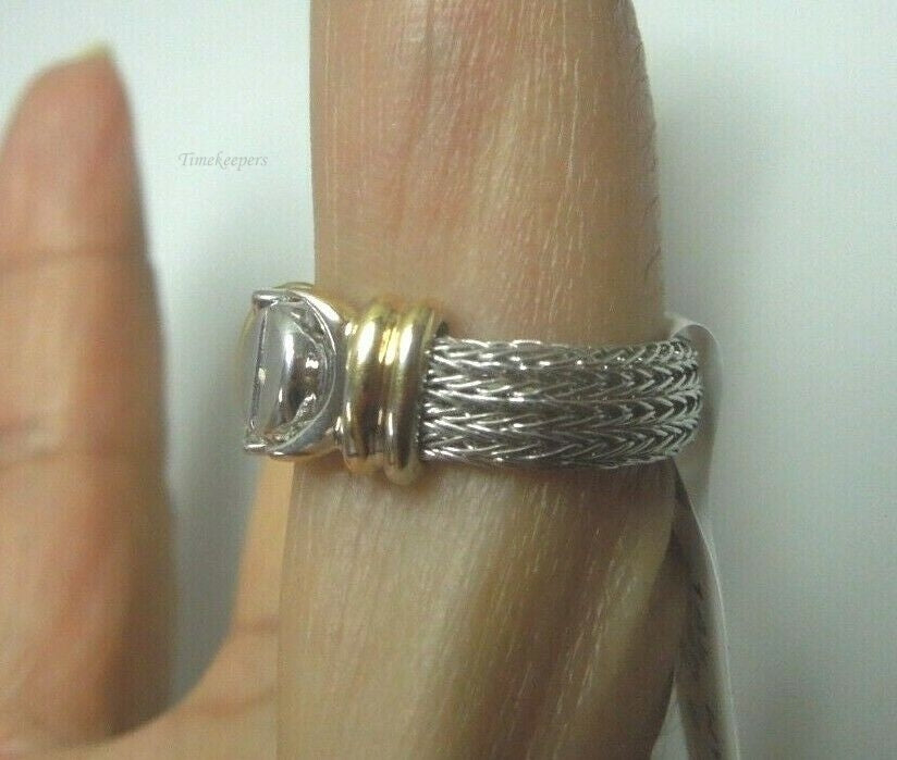 q665 14kt White Yellow Gold Mesh Ring Size 6.5(USA)