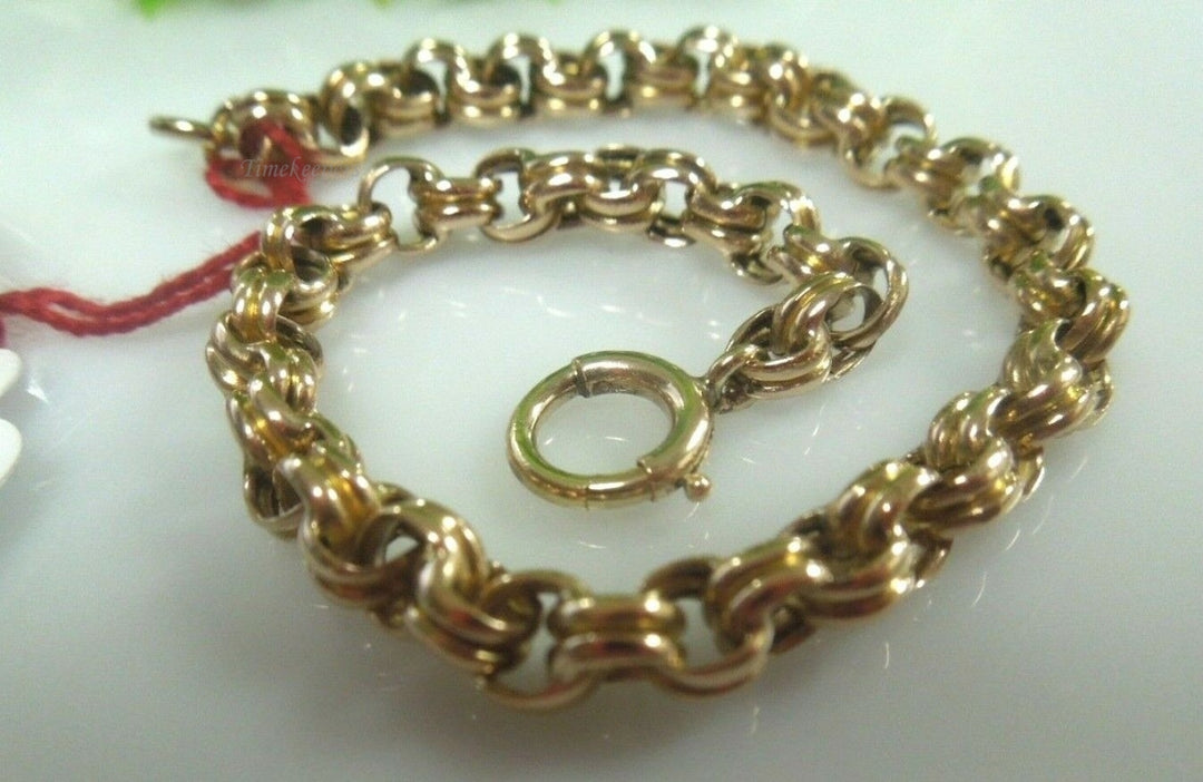 q723 14kt Yellow Gold Double Rolo Link Chain Bracelet 7.5"