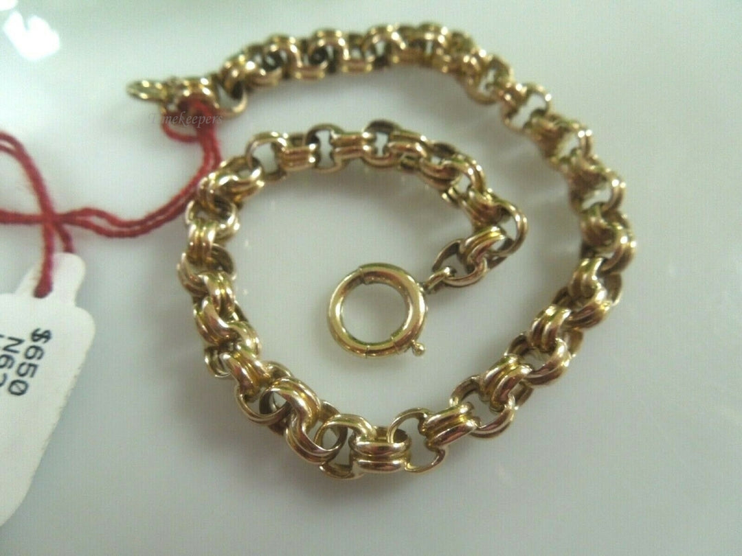 q723 14kt Yellow Gold Double Rolo Link Chain Bracelet 7.5"