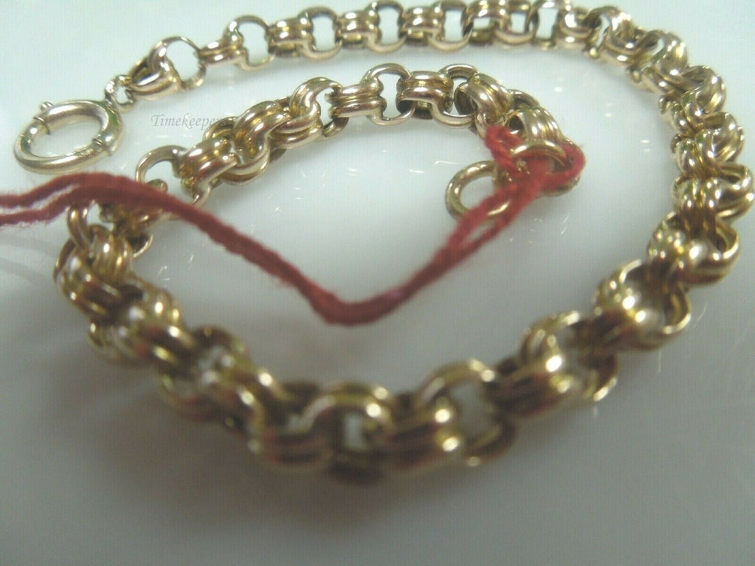 q723 14kt Yellow Gold Double Rolo Link Chain Bracelet 7.5"