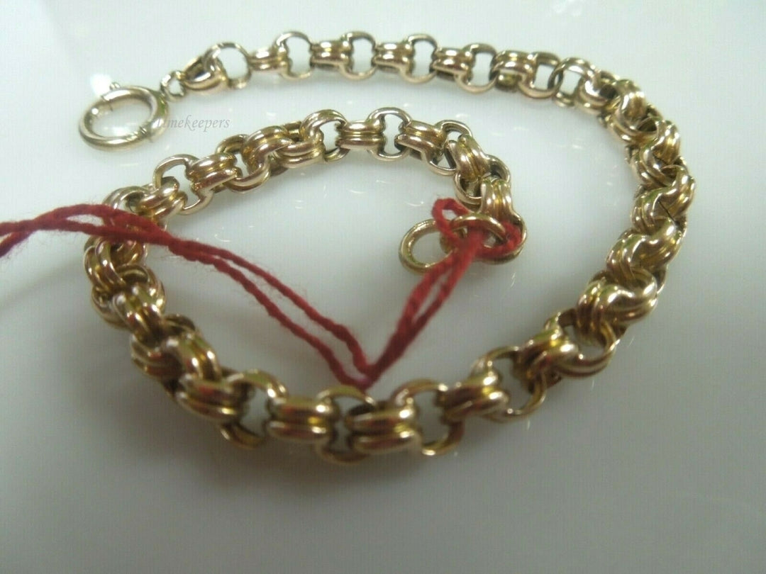 q723 14kt Yellow Gold Double Rolo Link Chain Bracelet 7.5"