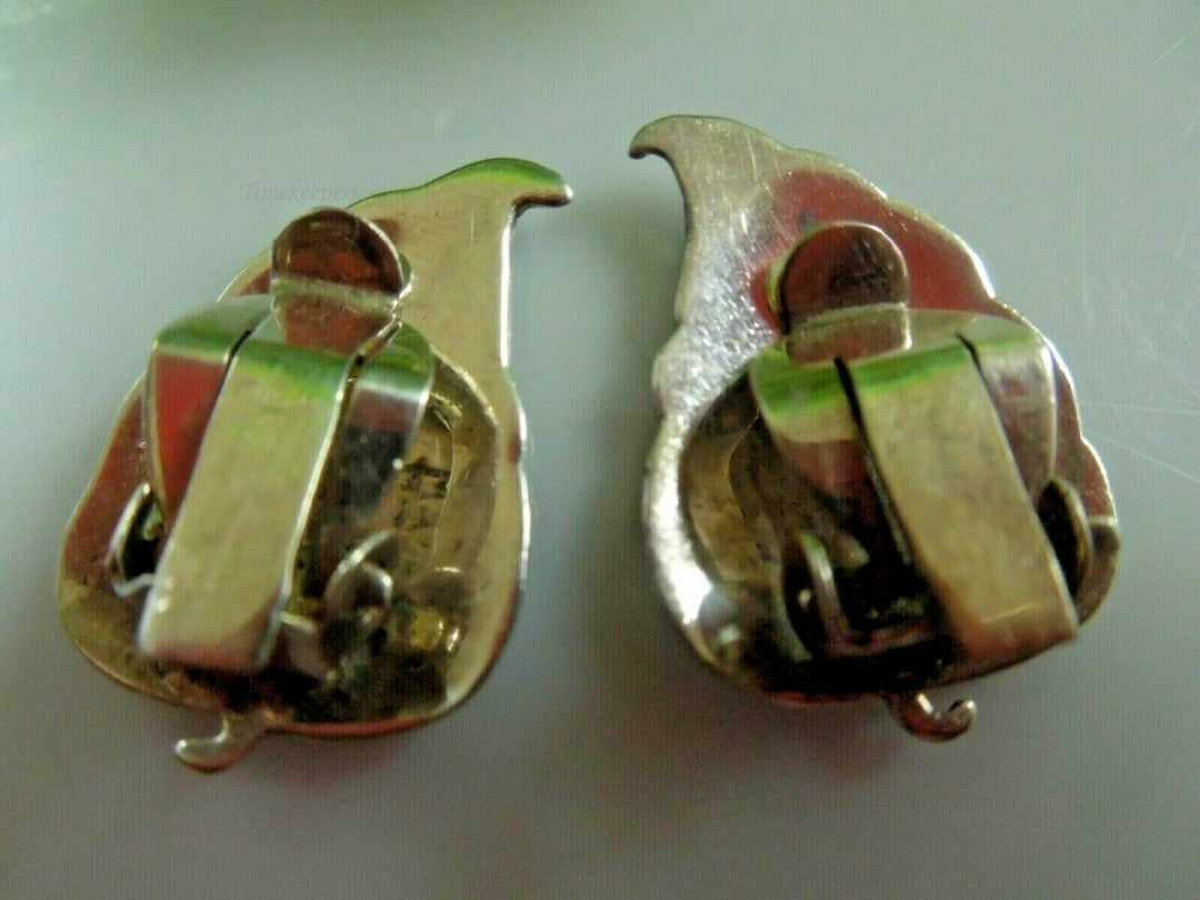 q726 Vintage Siam Sterling Silver Leaf Shaped Earrings 6.7 g