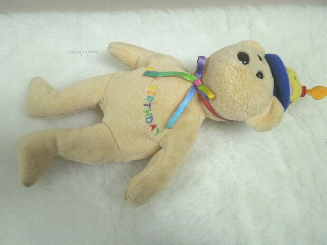q848 Ty 2010 Beanie Babies Celebration Bear “Happy Birthday” Plush Stuffed Animal Toy