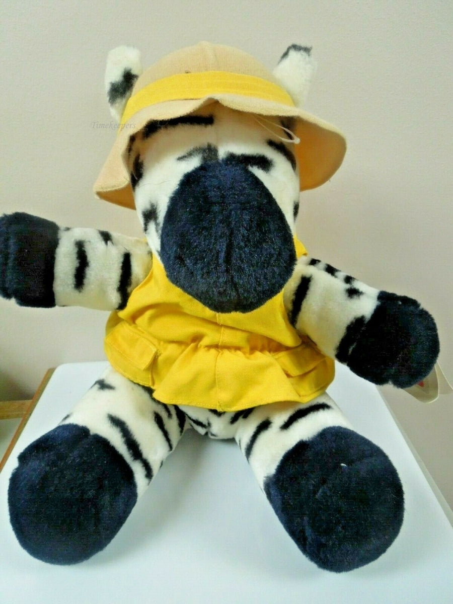 q859 Stuffed Animal Zebra Plush Dakin Vintage 1987 Safari Travelers 10" Rare