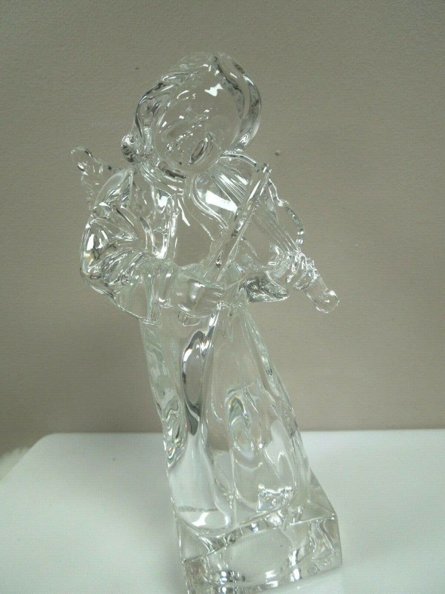 q908 MIKASA Herald Collection Angelic Violin Angel Figurine 8.25" Full Lead Crystal