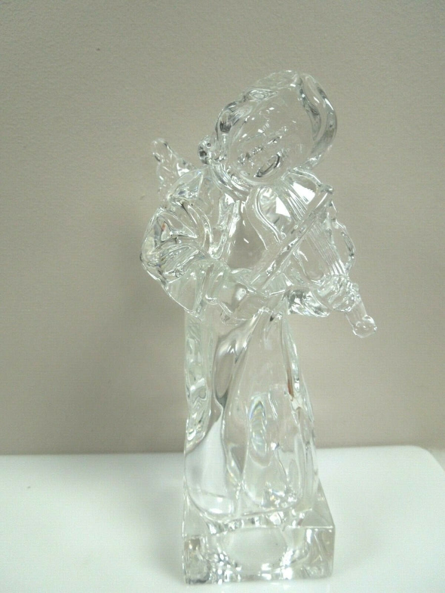 q908 MIKASA Herald Collection Angelic Violin Angel Figurine 8.25" Full Lead Crystal