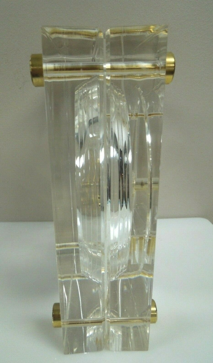 r007 Seiko Vintage Quartz Mantle Desk Lucite Skeleton Clock