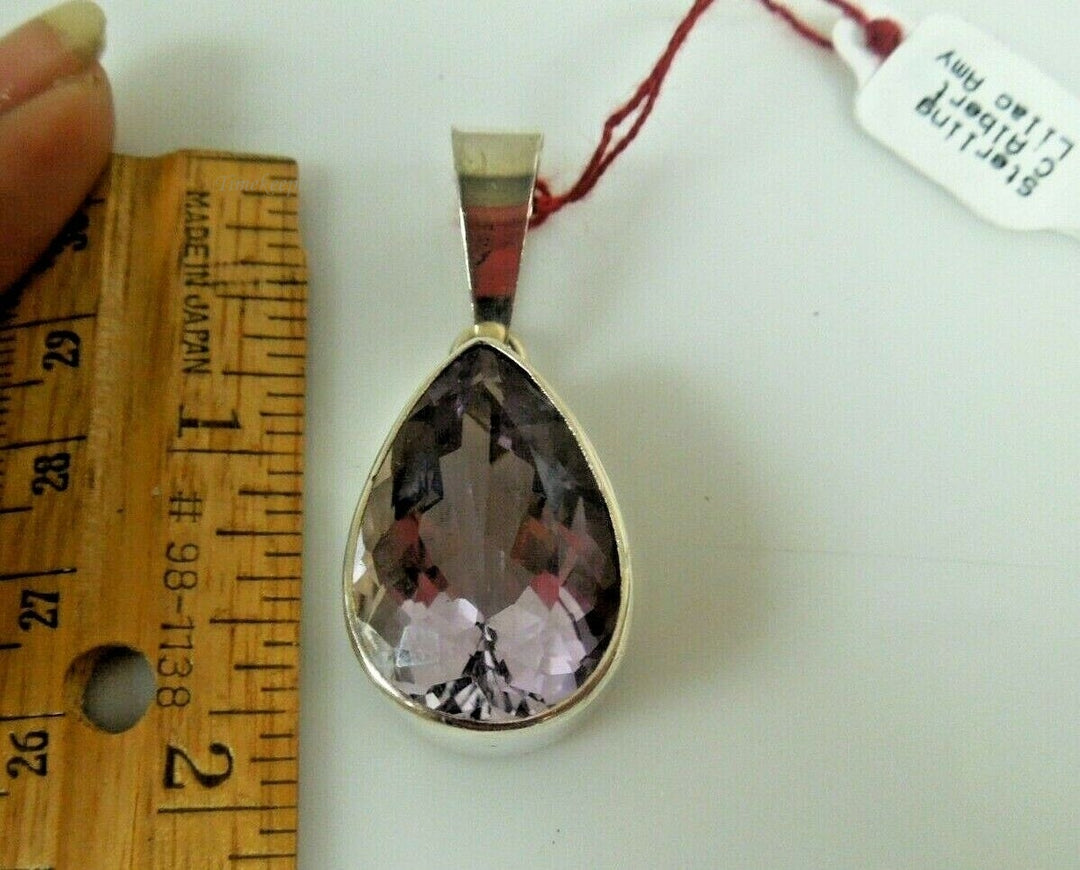 r017 Charles Albert Sterling Silver 925 Chunky Teardrop Lilac Amethyst Pendant Beautiful 14 g