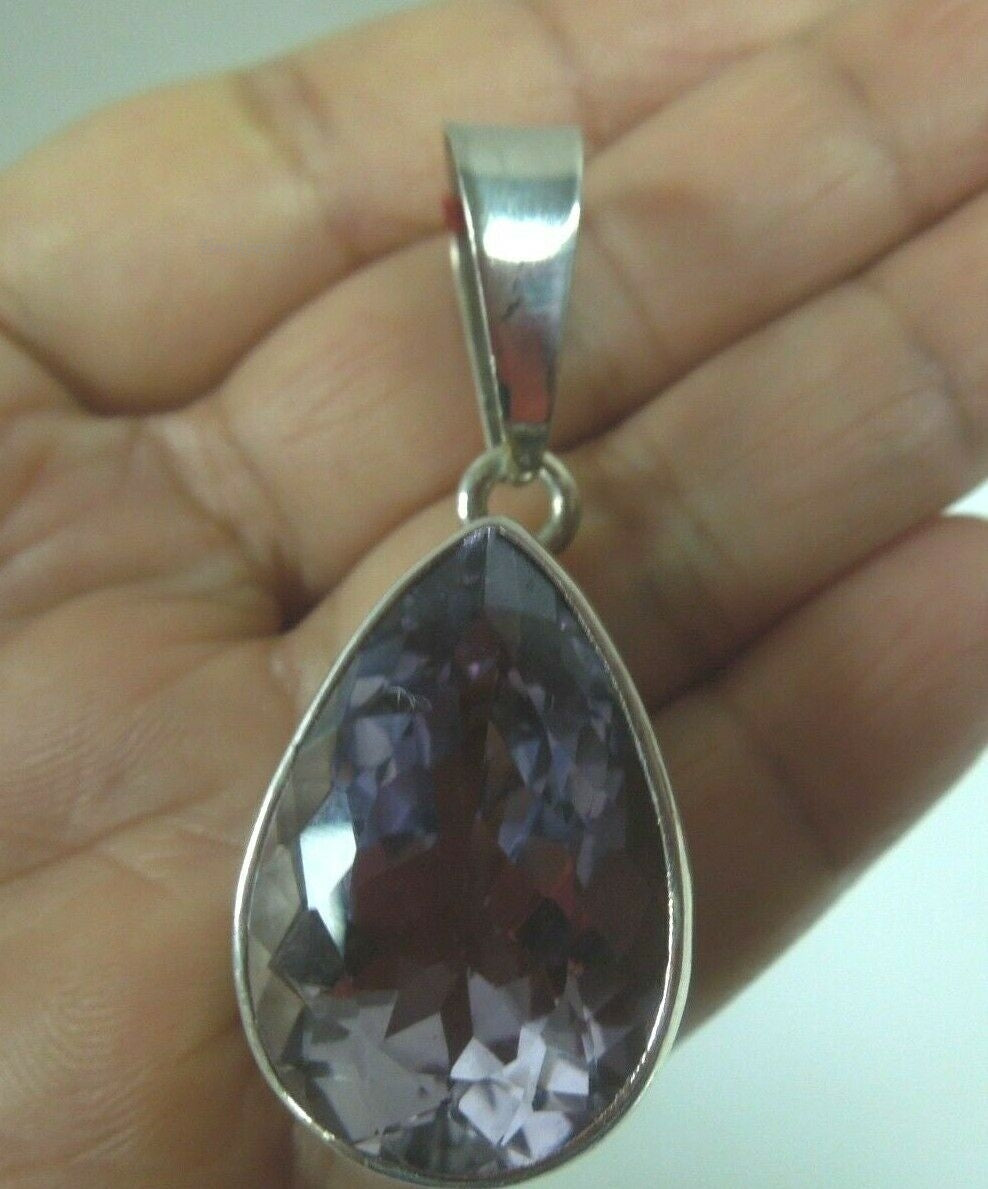 r017 Charles Albert Sterling Silver 925 Chunky Teardrop Lilac Amethyst Pendant Beautiful 14 g