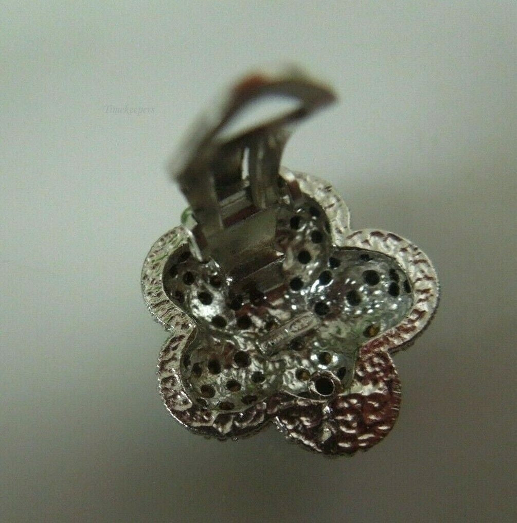 r026 Vintage Beautiful Sterling Silver Flower Clip On Earrings