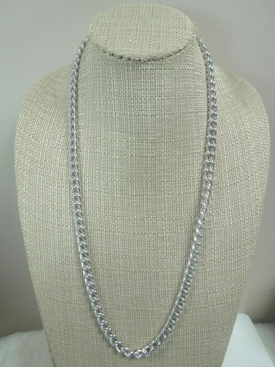 r061 Vintage Link Chain Silver plated 32 Inches Long Classic