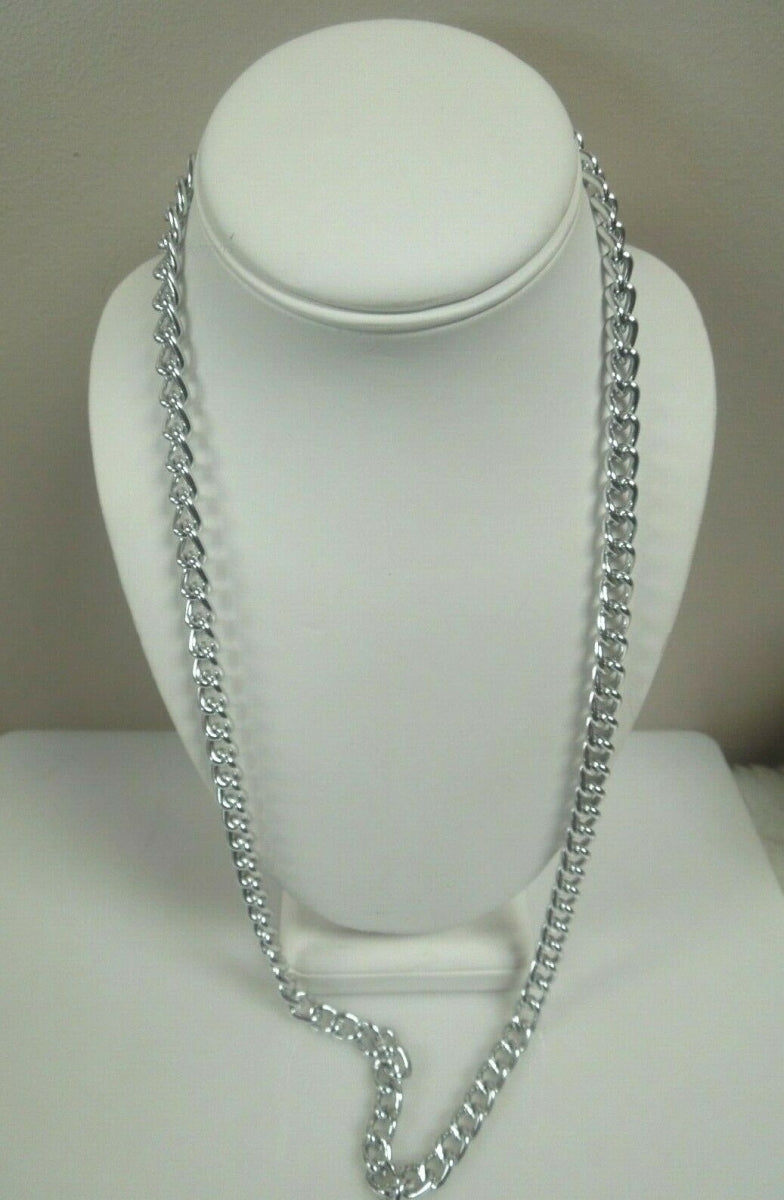 r061 Vintage Link Chain Silver plated 32 Inches Long Classic