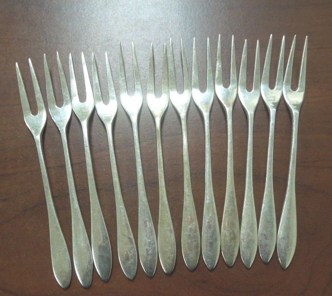 r222 (12) Sterling Silver Pickle Olive Fork Signed