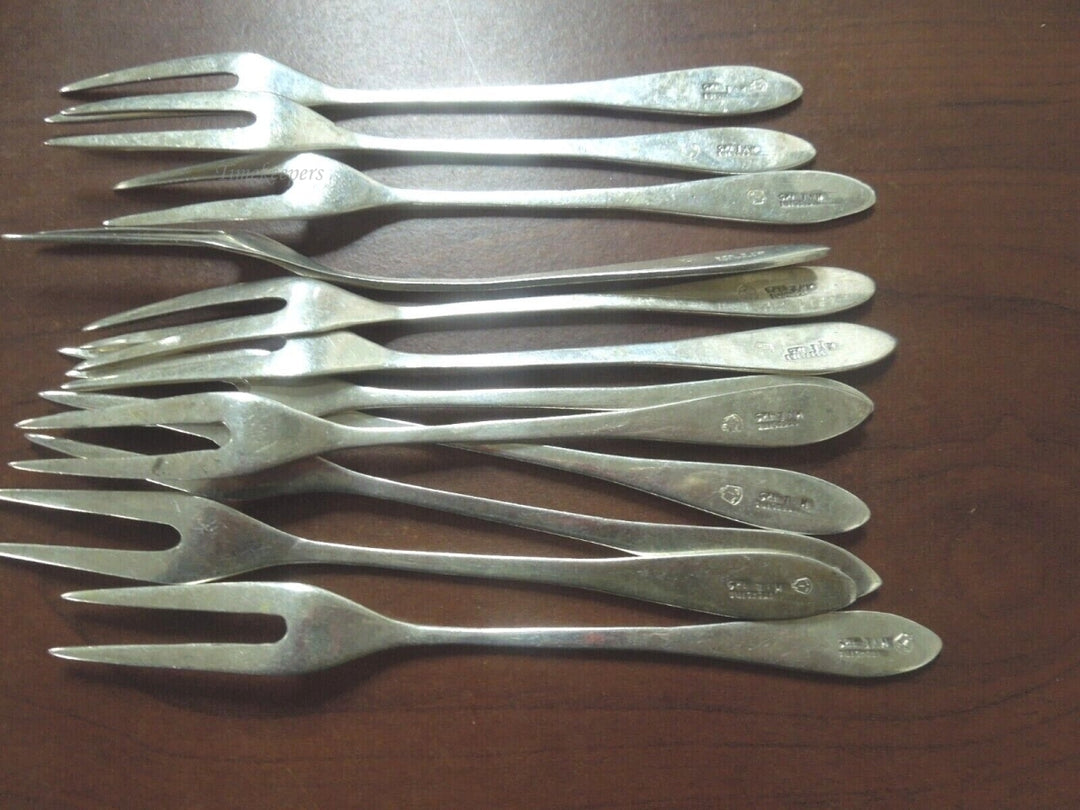 r222 (12) Sterling Silver Pickle Olive Fork Signed