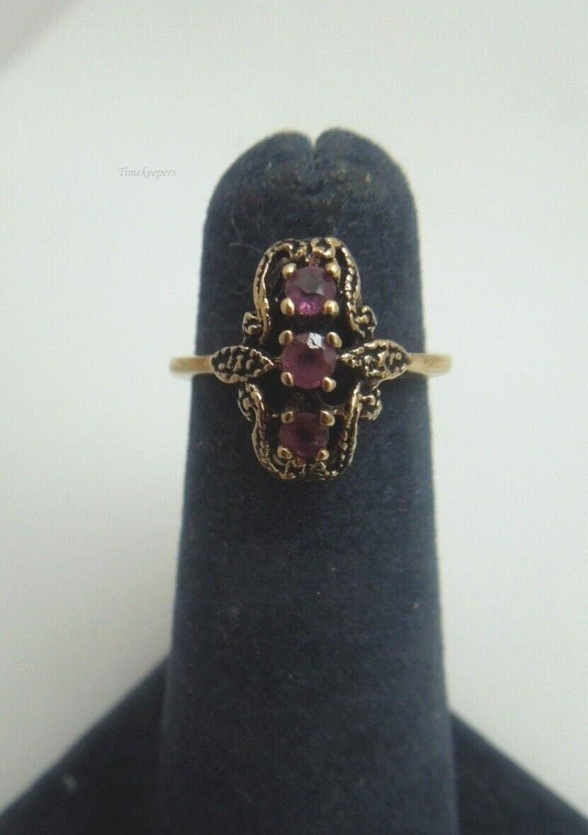 r238 10kt Rose Gold Ruby Ring Size 3.5(USA) Signed 2g