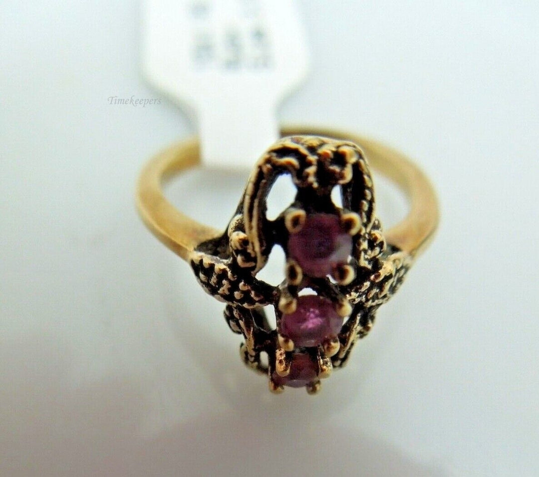 r238 10kt Rose Gold Ruby Ring Size 3.5(USA) Signed 2g