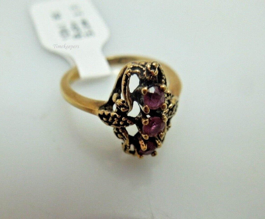 r238 10kt Rose Gold Ruby Ring Size 3.5(USA) Signed 2g