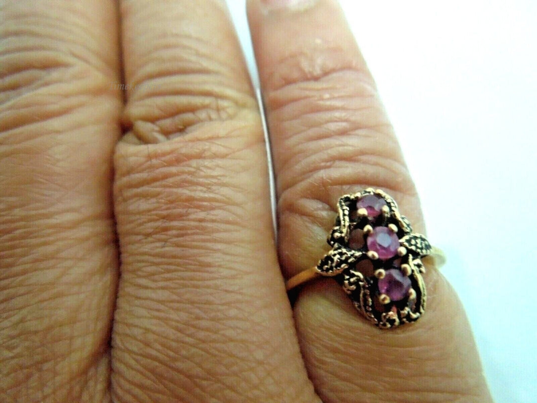 r238 10kt Rose Gold Ruby Ring Size 3.5(USA) Signed 2g