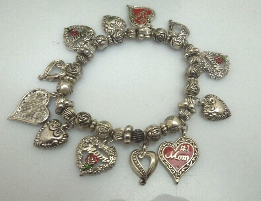 r366 Set of 2 Silvertone Charm Bracelet Vintage