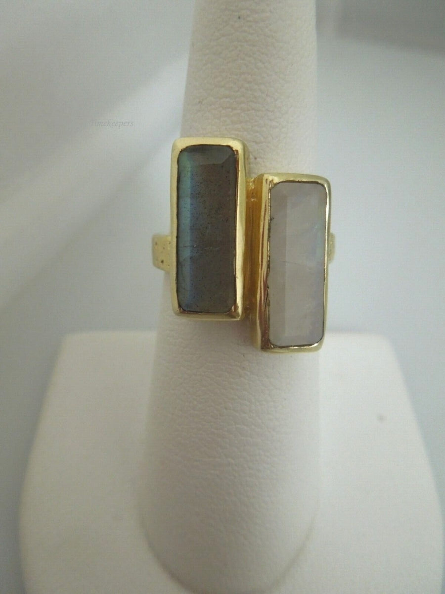 r420 Sterling Silver gold tone Labradorite Moonstone Ring 6.5(USA)