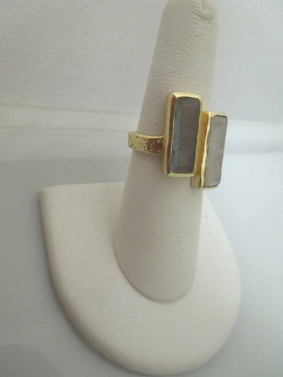 r420 Sterling Silver gold tone Labradorite Moonstone Ring 6.5(USA)