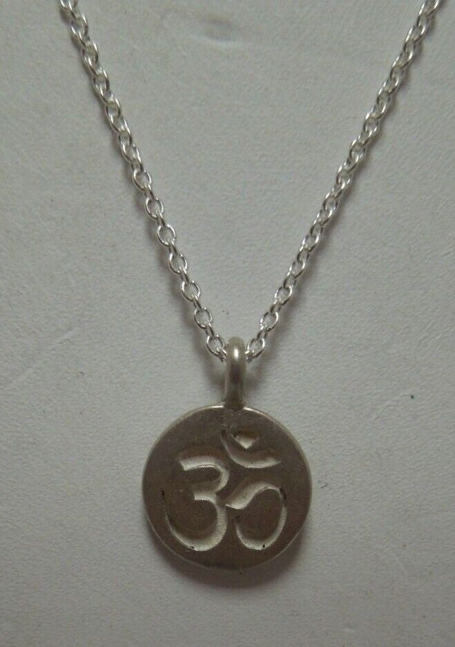 s002 Simple Sterling Silver Om Pendant Necklace 19"  