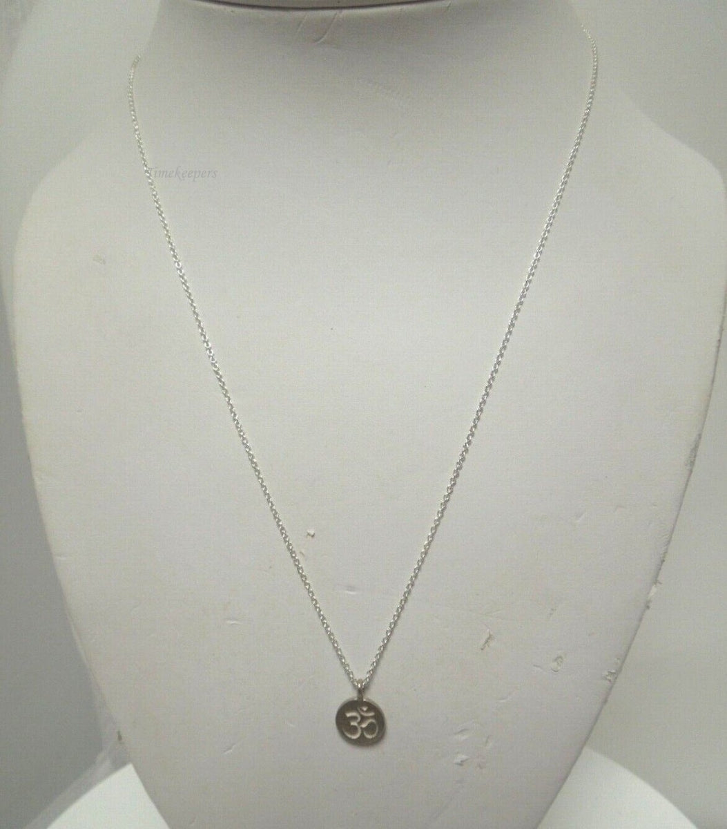 s002 Simple Sterling Silver Om Pendant Necklace 19"  