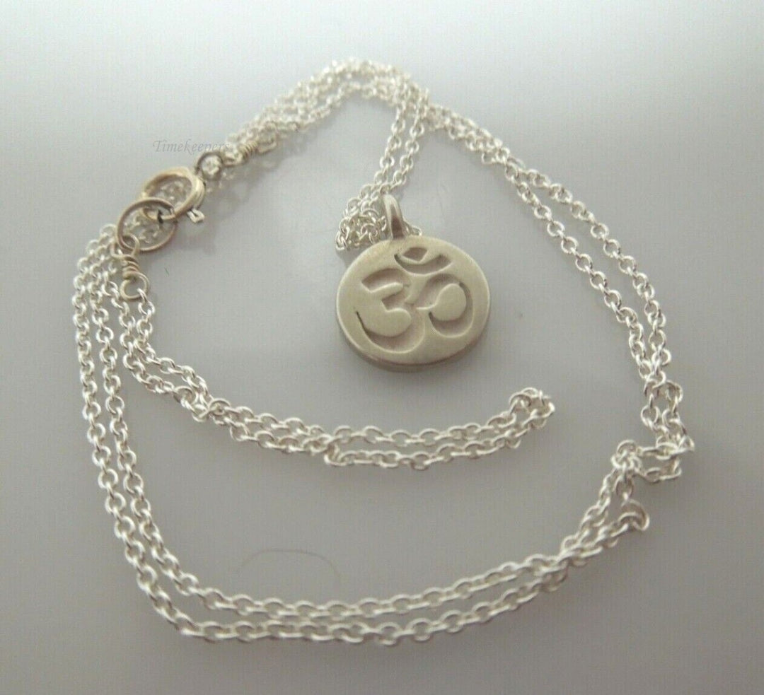 s002 Simple Sterling Silver Om Pendant Necklace 19"  