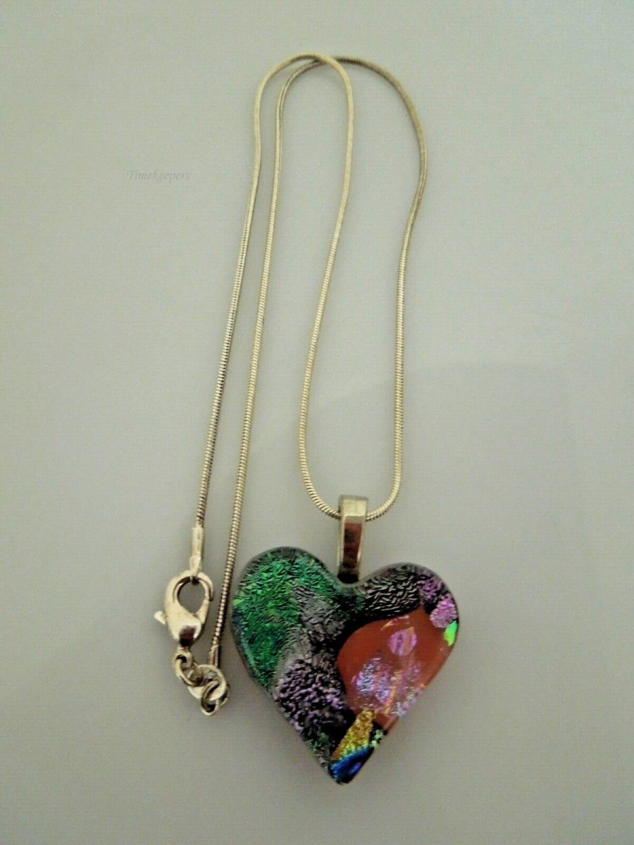 s003 Simple Sterling Silver Resin Heart Pendant Necklace 