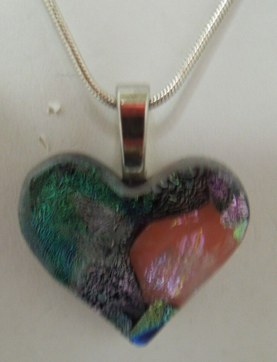 s003 Simple Sterling Silver Resin Heart Pendant Necklace 