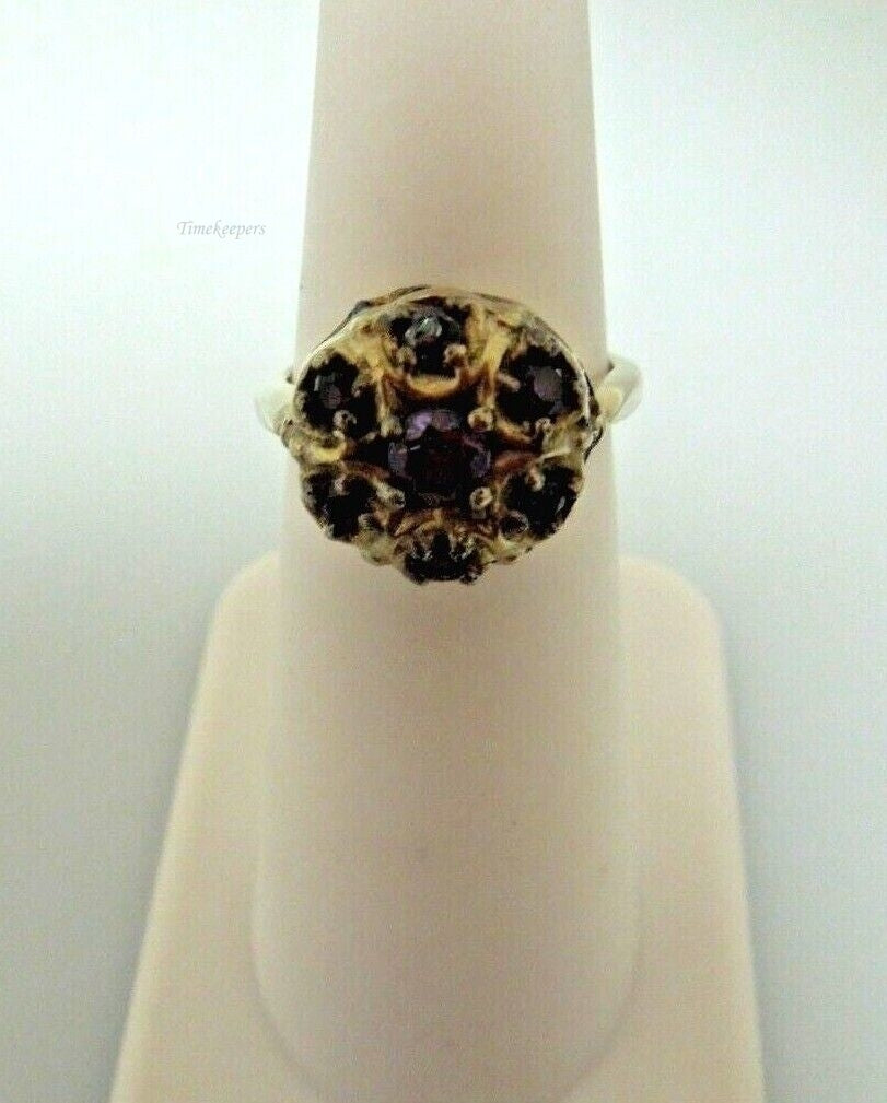 s044 Antique 14kt Yellow Gold Amethyst Ring Size 5,Signed 