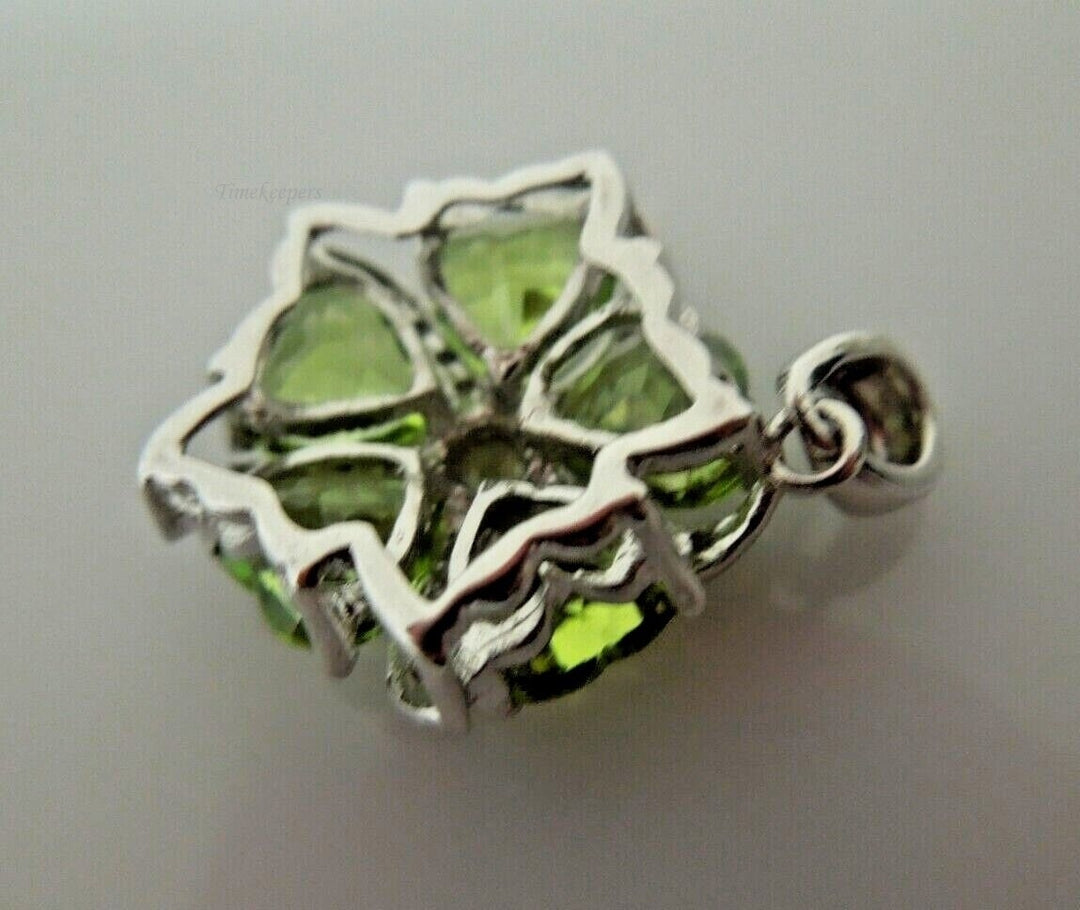 s046 10kt White Gold Peridot Pendant Signed 2.9g