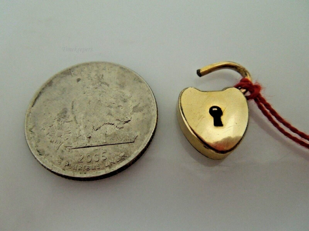 s060 Vintage 12k Gold Filled Heart Padlock Charm Pendant,2.4g