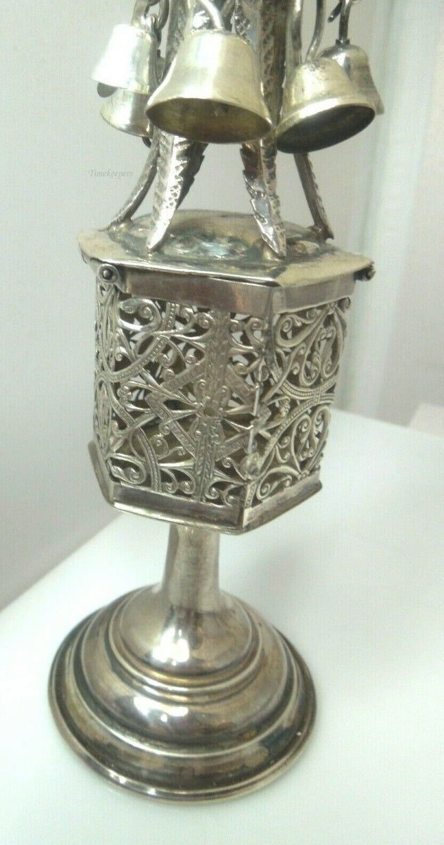 q595 Vintage Sterling Silver 1800s Spice Box Shabbat-Jewish Religious With the Bells