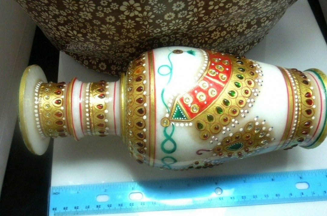 q526 Marble Hand Painted Marble Meenakari Work Flower Vase