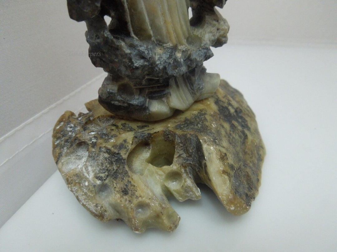 r385 Antique Chinese Vintage Carved Soapstone Deity Lohan Shoulao Immortal