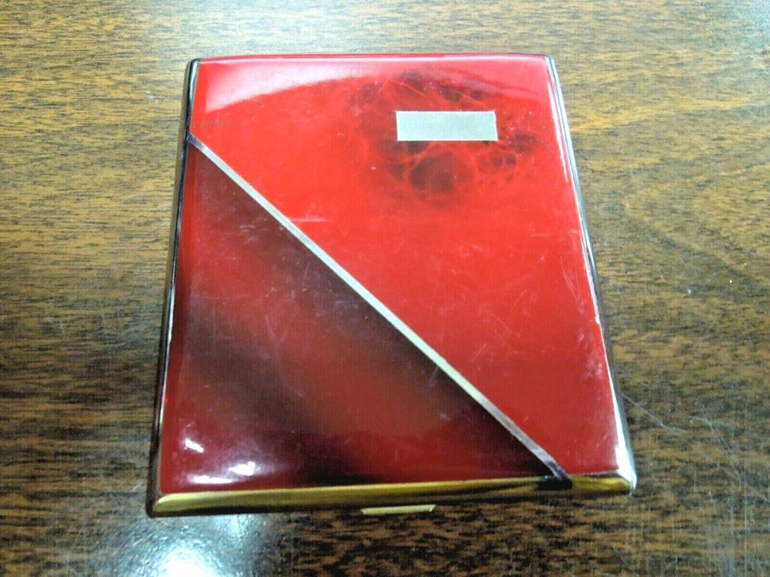 r749 Silver Color 2-clip  Cigarette Wallet I.D. Case Business Credit Card Holder Pre Owned