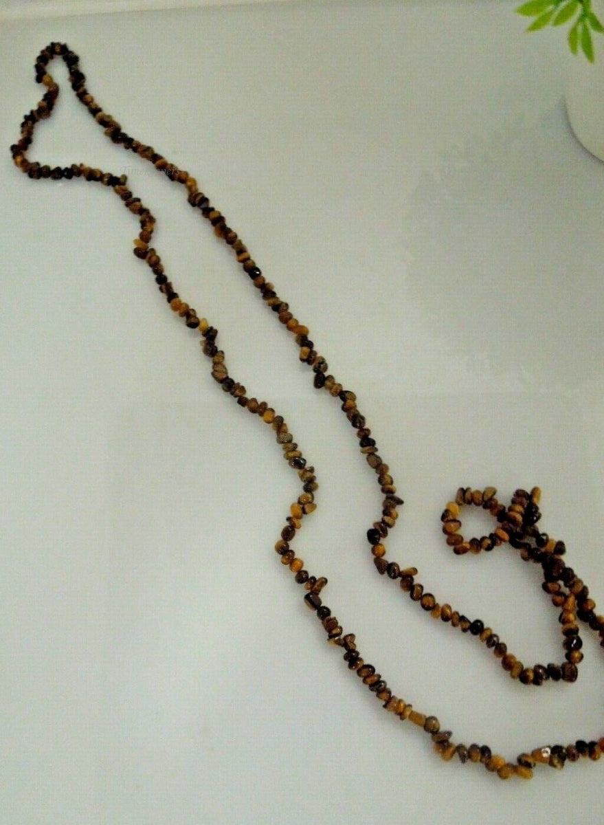 r602 Vintage Small Chip & nugget Beads Tiger Eye Necklace 32"