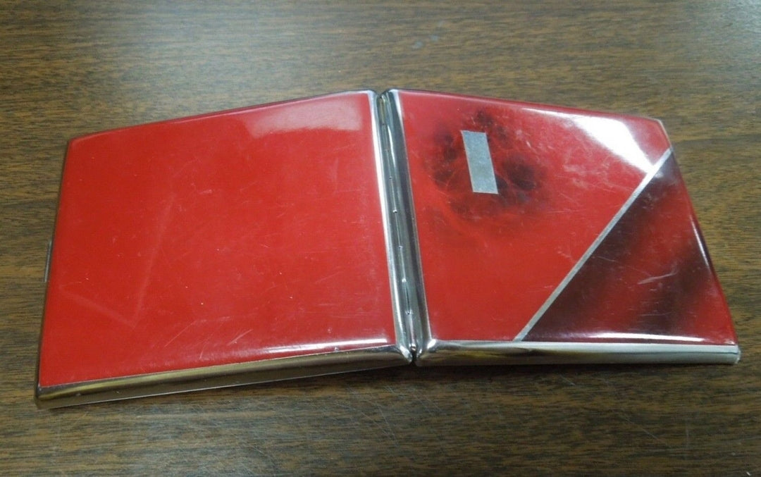 r749 Silver Color 2-clip  Cigarette Wallet I.D. Case Business Credit Card Holder Pre Owned