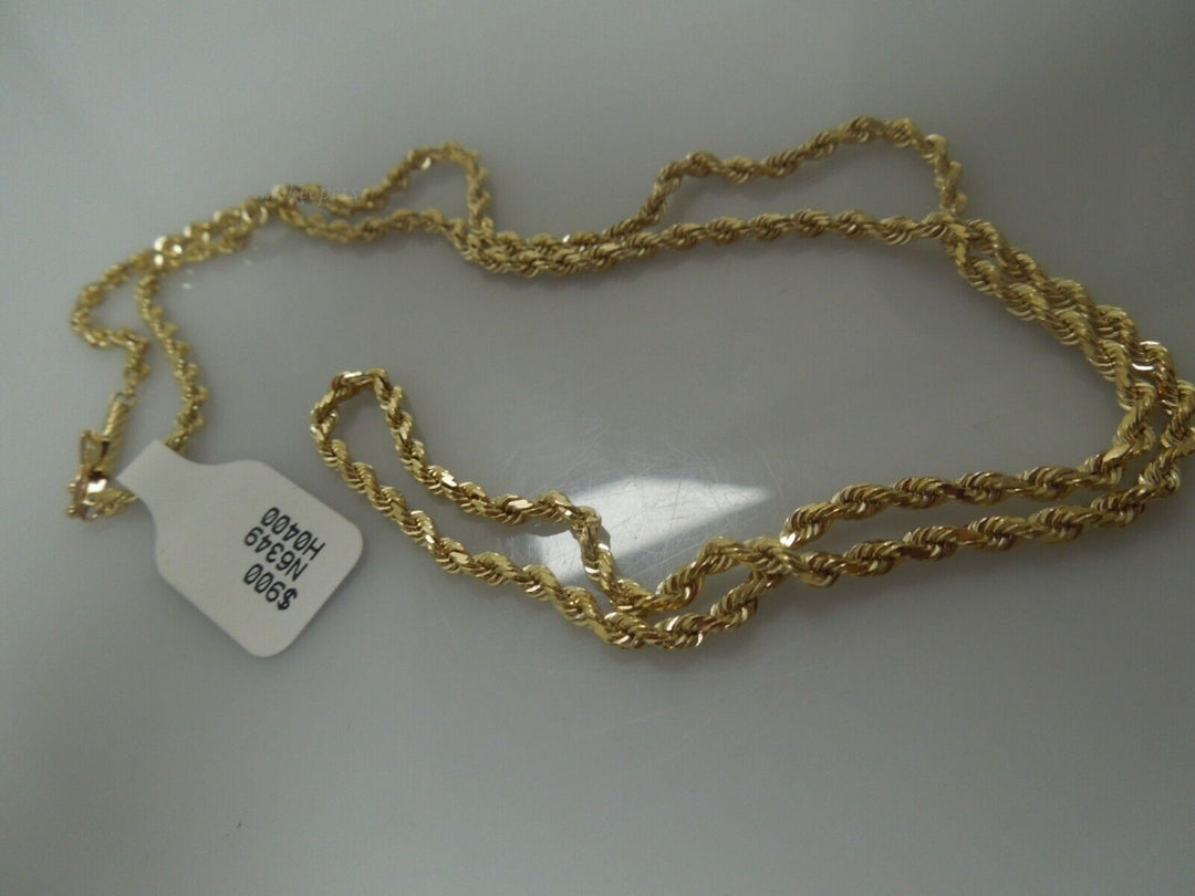 r500 (14kt ) Yellow Gold Rope Chain Necklace 20" Signed 