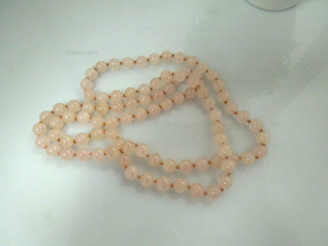 r596 Genuine Rose Quartz 8mm Beads 32" Necklace Vintage