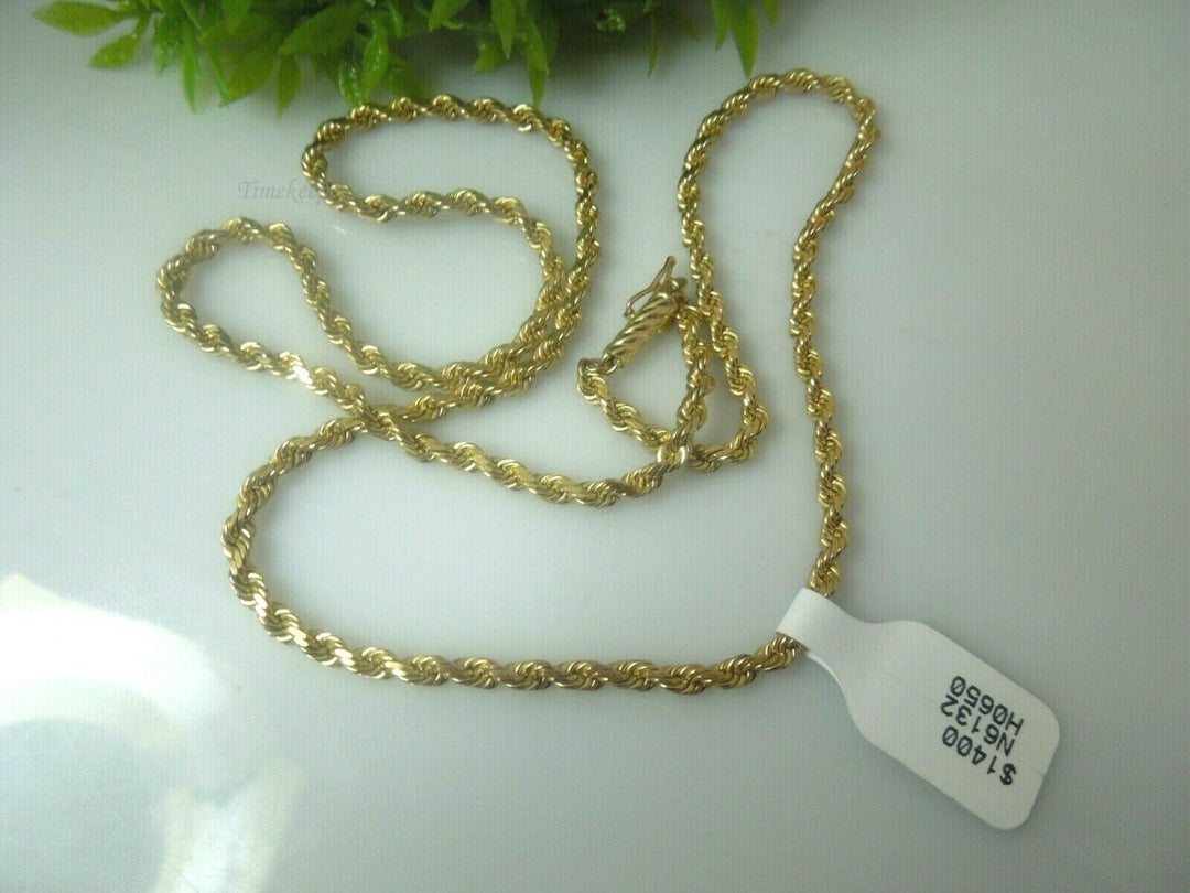 q578 Real 14kt Yellow Gold 20" Rope Chain