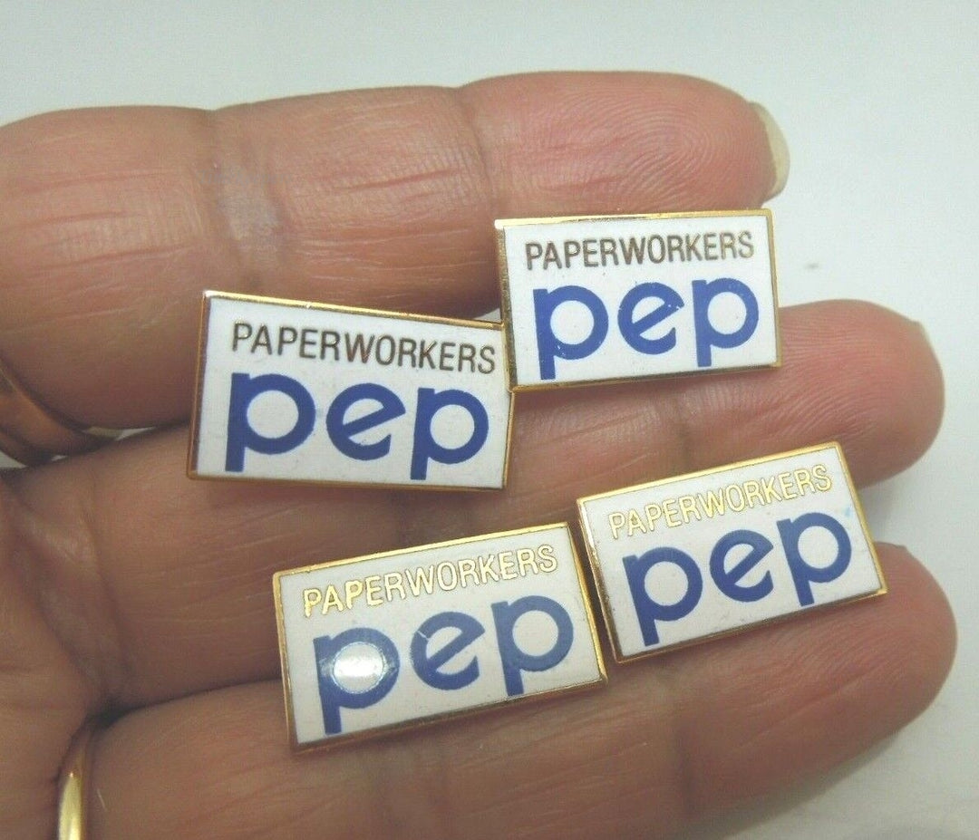 r386 Lot of 4 Paperworks PEP Advertising Badge Lapel tie pin