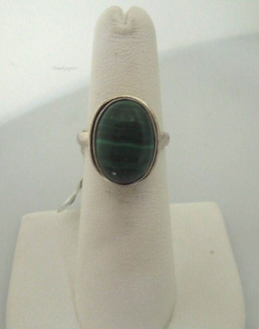 r641 Sterling Silver 925 Malachite Gemstone Ring Size 5-1/2(USA) Signed