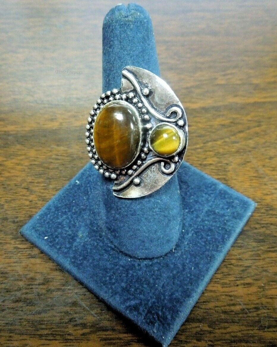 r616 Sterling Silver 925 Tiger Eye Ring Size 8-1/2 Signed